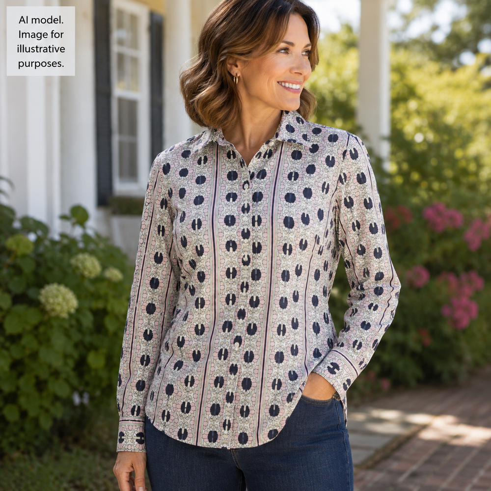 Brooks Brothers Shirt Womens 6 Multicolor Floral Tailored Fit All Cotton Button